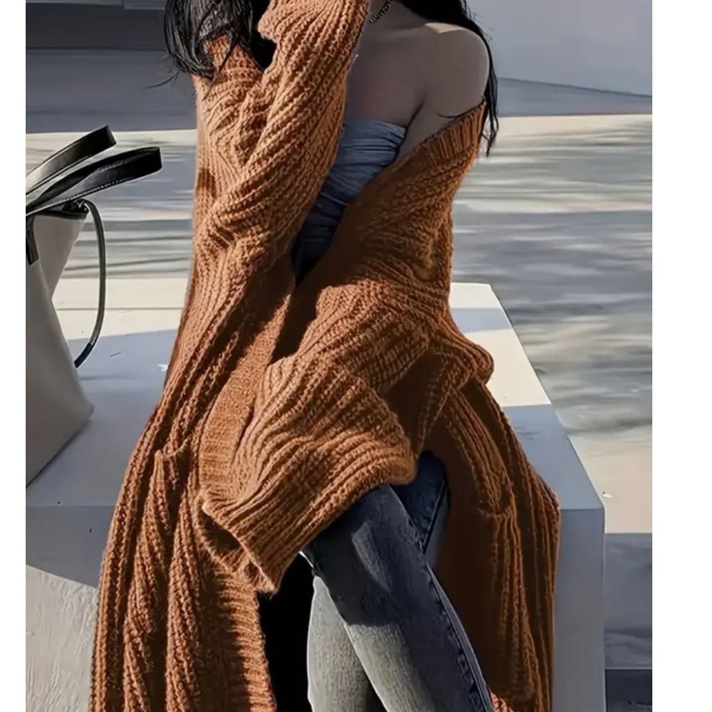 NEW🍂🍂 ! Rust Chunky Boho Cozy Knit Cardigan